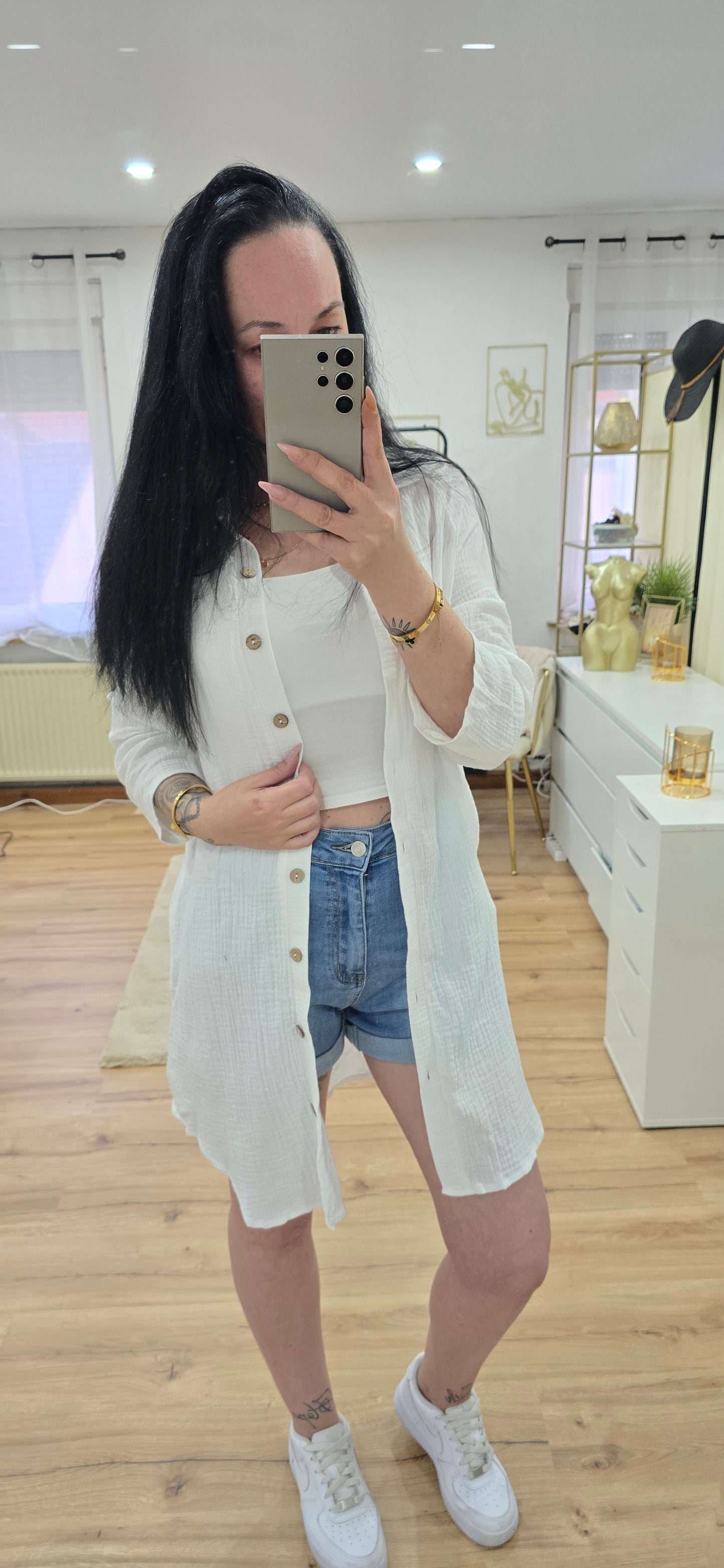 lange Musselin Bluse -NINA-