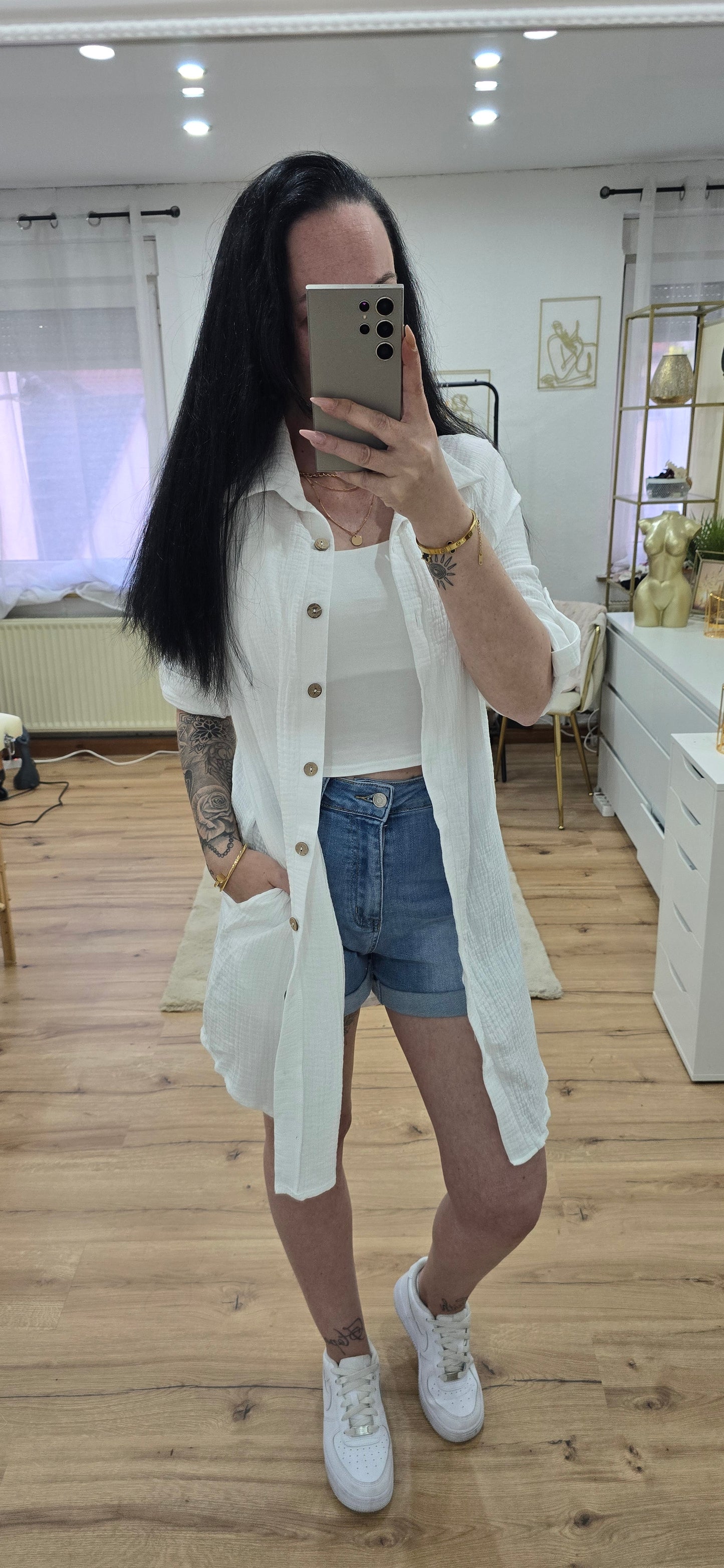 lange Musselin Bluse -NINA-